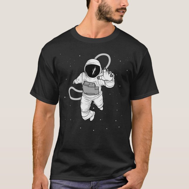 Camiseta Astronauta Volando En El Espacio Con Estrellas (Anverso)