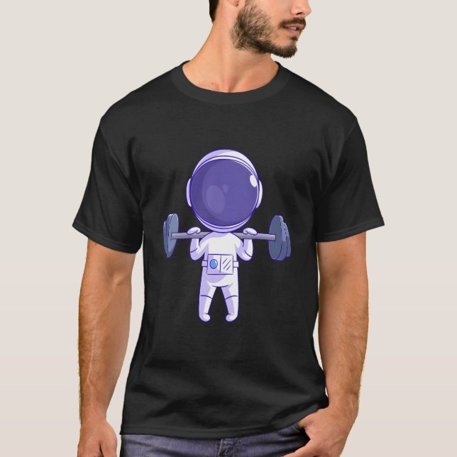 Camiseta Astronauta Weightlifter Gimnasio Atlético Funny Bo (Anverso)