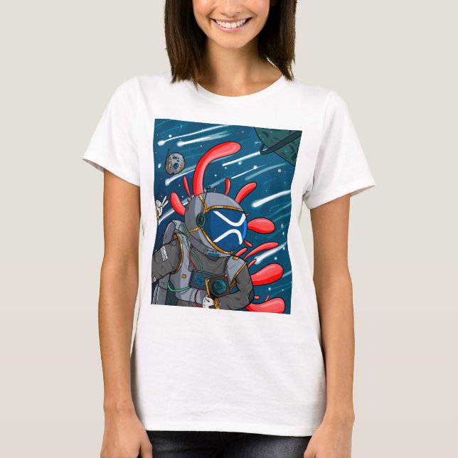 Camiseta Astronauta XRP A LA LUNA - criptodivisa XRP (Anverso)
