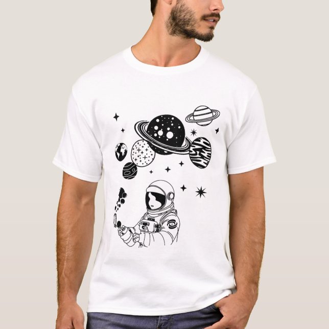 Camiseta Astronauta y planetas (Anverso)