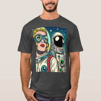 Camiseta Astronautas de arte en el estilo del cómic espacia