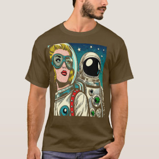 Camiseta Astronautas de arte en el estilo del cómic espacia