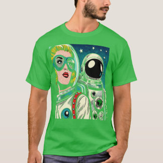 Camiseta Astronautas de arte en el estilo del cómic espacia