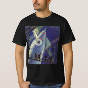 Camiseta Astronautas de ciencia ficción vintage en nave esp