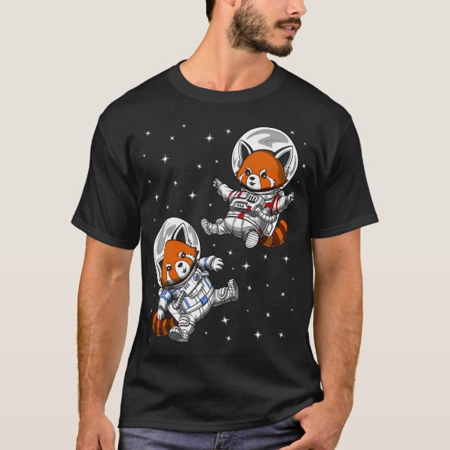 Camiseta Astronautas de Oso Panda Rojo (Anverso)