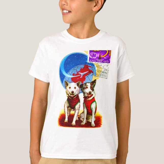 CAMISETA ASTRONAUTAS DE PERROS DE VIAJE ESPACIAL RETRO (Anverso)