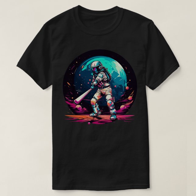 Camiseta Astronautas jugando béisbol en el espacio (Diseño del anverso)