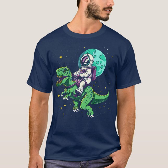 Camiseta Astronautas montando TRex (Anverso)