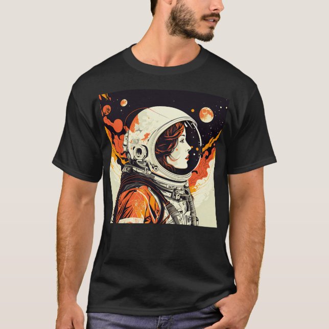Camiseta Astronautas mujeres pop espacio de arte Nasa retro (Anverso)
