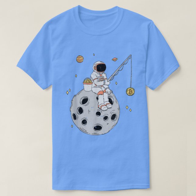 Camiseta Astronautas que pescan Bitcoin Stock Market Trader (Diseño del anverso)