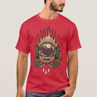 Camiseta Astronautas Rosas estilo retro tatuaje