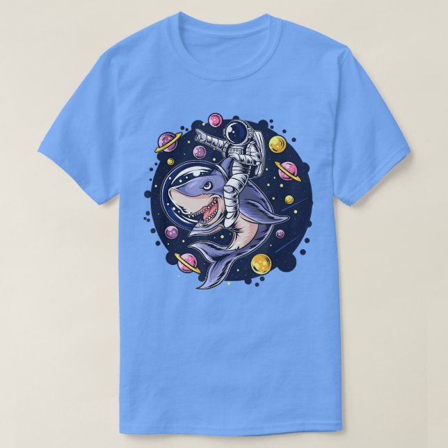 Camiseta Astronauts Ride A Shark In Space ( galaxy ) With T (Diseño del anverso)