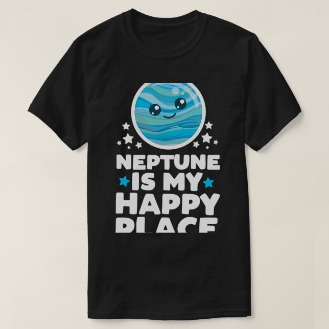 Camiseta Astronomía Amante Neptuno es mi lugar feliz Kawaii (Diseño del anverso)