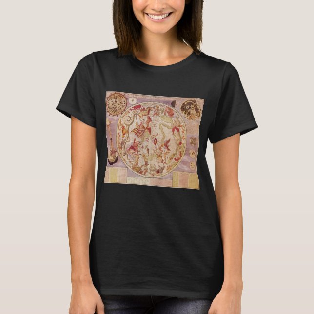 Camiseta Astronomía de época, mapa celeste de Carel Allard (Anverso)