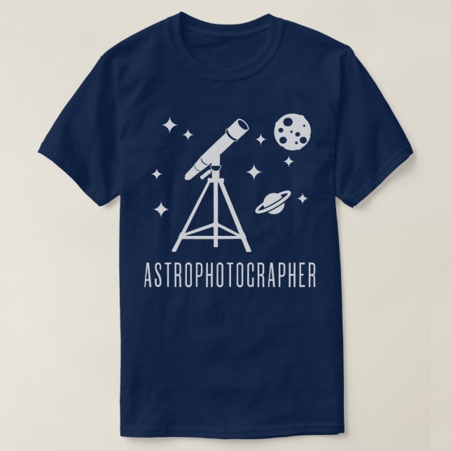 Camiseta Astronomía del telescopio astrofotógrafo (Diseño del anverso)