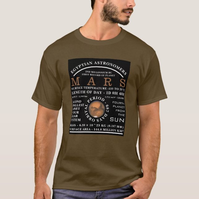 Camiseta Astronomía detallada del planeta Marte (Anverso)