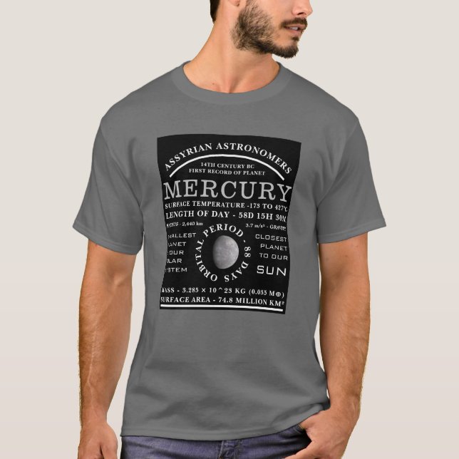 Camiseta Astronomía detallada sobre el mercurio del planeta (Anverso)