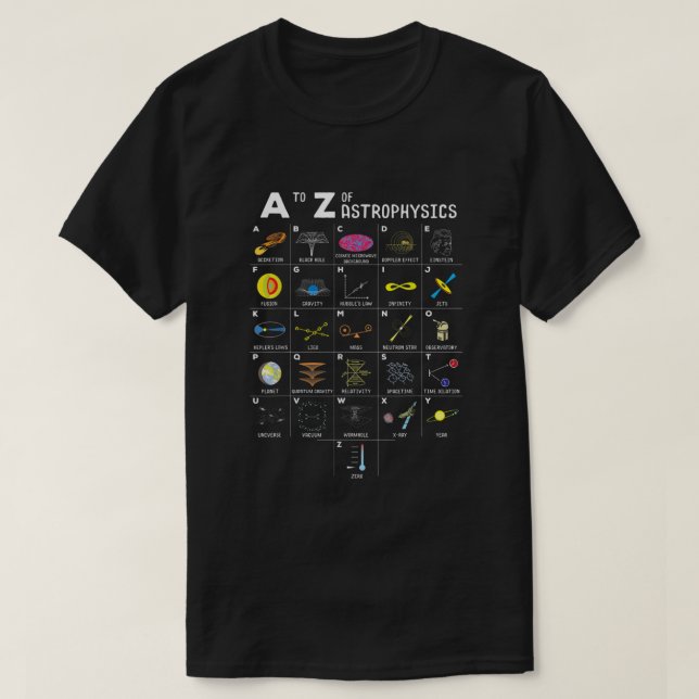 Camiseta Astronomía divertida A A Z Astronómica Astronómica (Diseño del anverso)
