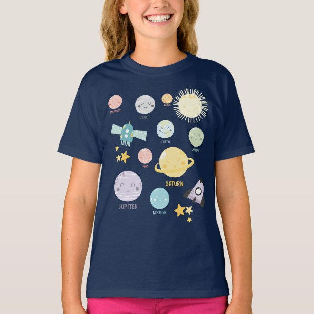Camiseta Astronomía linda de la Sistema Solar del planeta (Anverso)