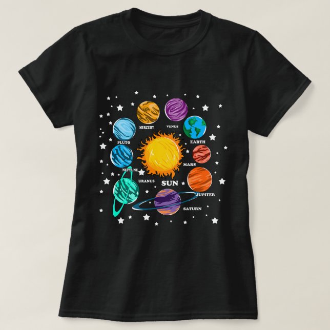 Camiseta Astronomía Lover Niños Sistema Solar Planetas Sun  (Diseño del anverso)