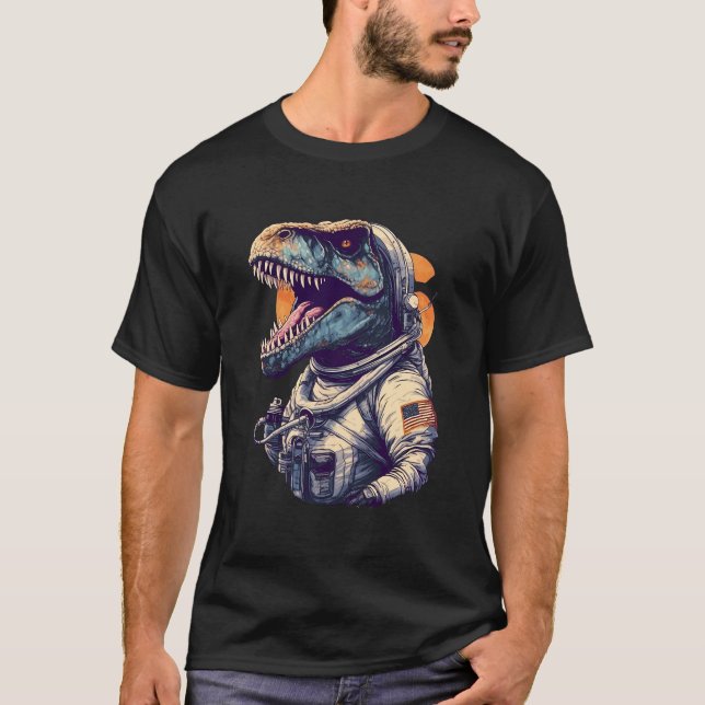 Camiseta Astronomía planetas astronauta espacial T Rex Dino (Anverso)