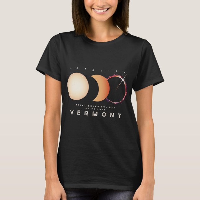 Camiseta Astronomía total del eclipse solar 2024 Vermont (Anverso)