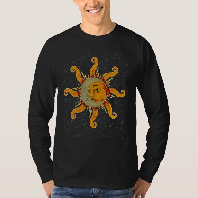 Camiseta Astronomy Universe Sun Crescent Moon Boho Astrolog (Anverso)