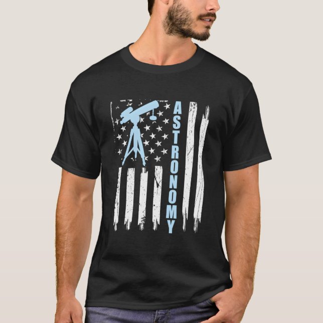 Camiseta Astronomy Usa American Flag Telescope 4Th Of July (Anverso)