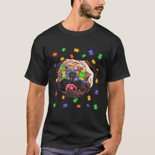Camiseta Astuto autismo Pug Perro Puzzle Gafas de sol Masco