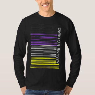 Camiseta Asumir nada código de barras de marca no binario E