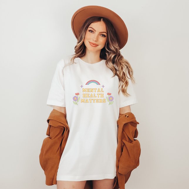 Camiseta Asuntos de salud mental | Groovy Rainbow Peach Can (Mental Health Matters shirt | Groovy Rainbow Peach Candy | Aesthetic t-shirt)