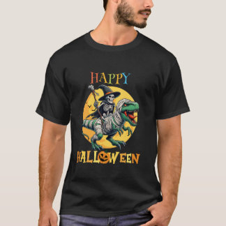 Camiseta Asustada bruja montando mi dinosaurio para Rex Hap