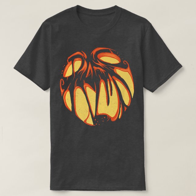 Camiseta Asustada cara de calabaza de Halloween con miedo n (Diseño del anverso)