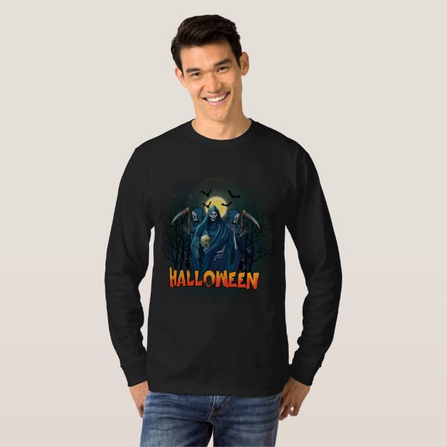 Camiseta Asustada Noche de Skeleton Halloween, mi estado de (Anverso completo)