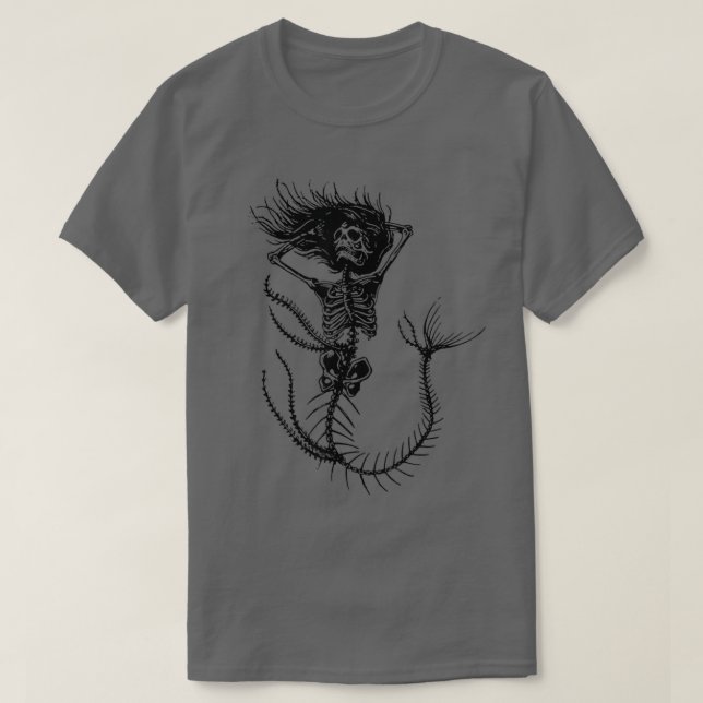 Camiseta Asustada sirena esqueleto de fiesta de Halloween (Diseño del anverso)