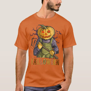 Camiseta Asustada y espeluznante bruja de calabaza de Hallo