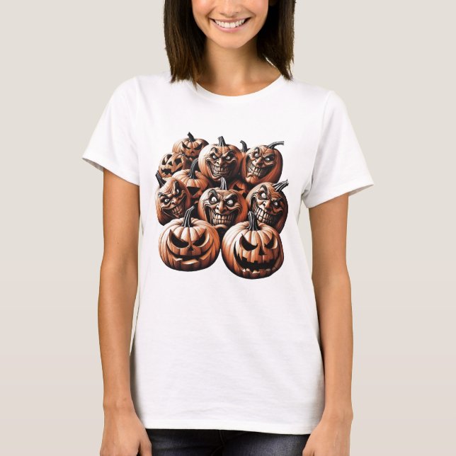 Camiseta Asustado diseño de Halloween Jack-O'-Lantern - Spo (Anverso)