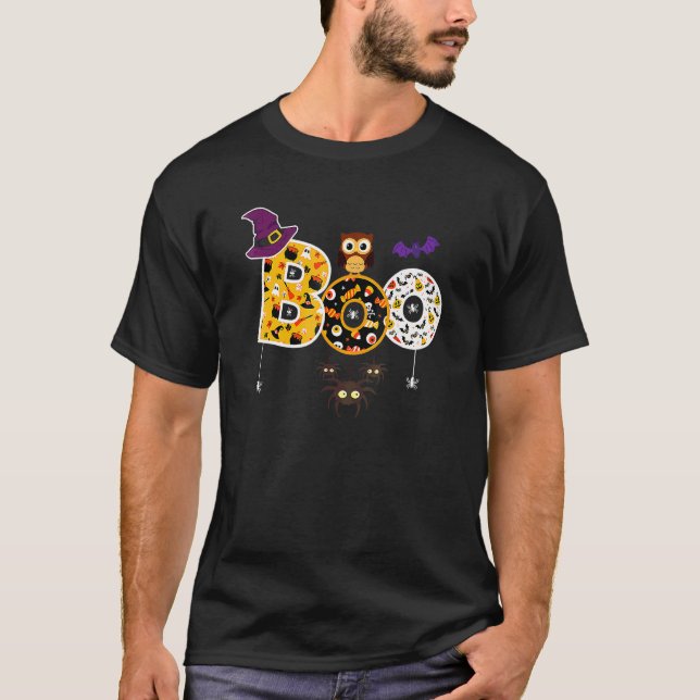 Camiseta Asustar Halloween Con Arañas Y Sombrero De Bruja B (Anverso)