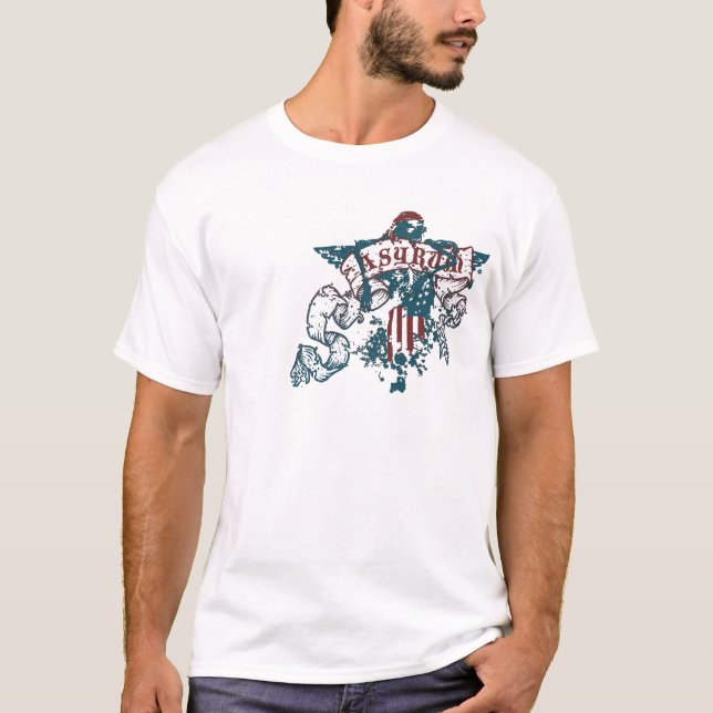 Camiseta asyrum : desplazamiento de la libertad : (Anverso)