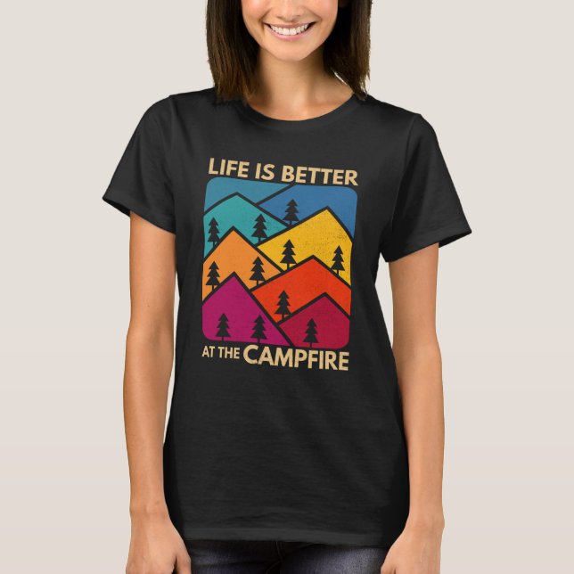 Camiseta At The Campfire Camper Outdoorlife Camping (Anverso)