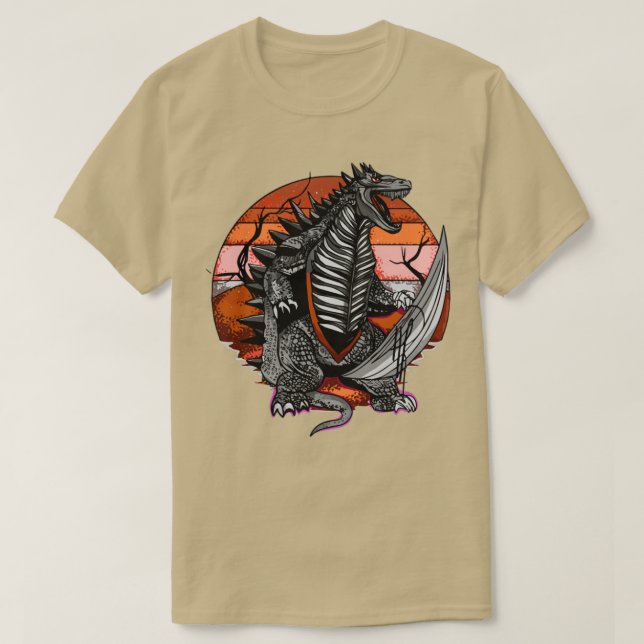 Camiseta Atacar a los dinosaurios con el sol en el fondo (Diseño del anverso)