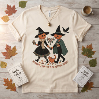 Camiseta Atados por el Café y la Magia Estacional Calabaza
