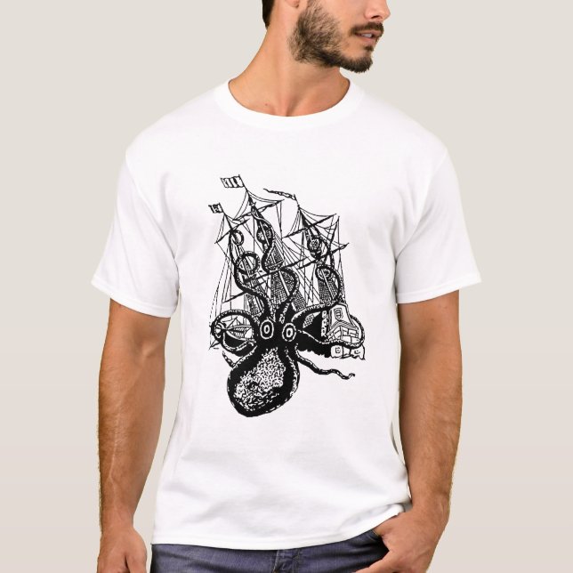Camiseta ¡Ataque de Kraken! Ataque gigante del pulpo (Anverso)