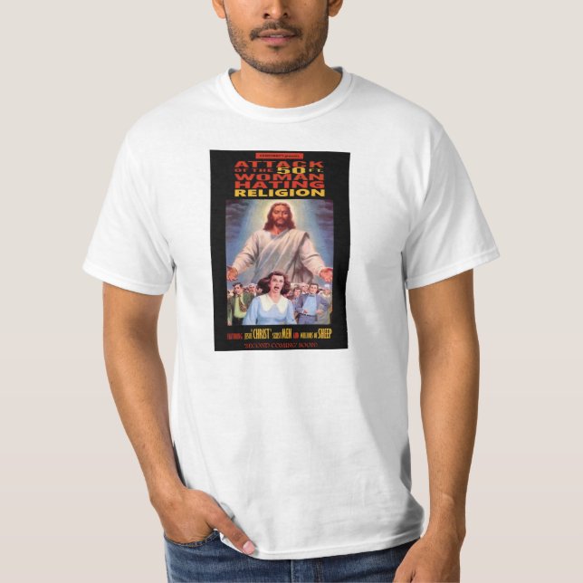 Camiseta Ataque de la mujer de 50 pies que odia la religión (Anverso)