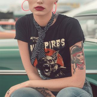 Camiseta Ataque de los Vampiros Rockabilly Vintage