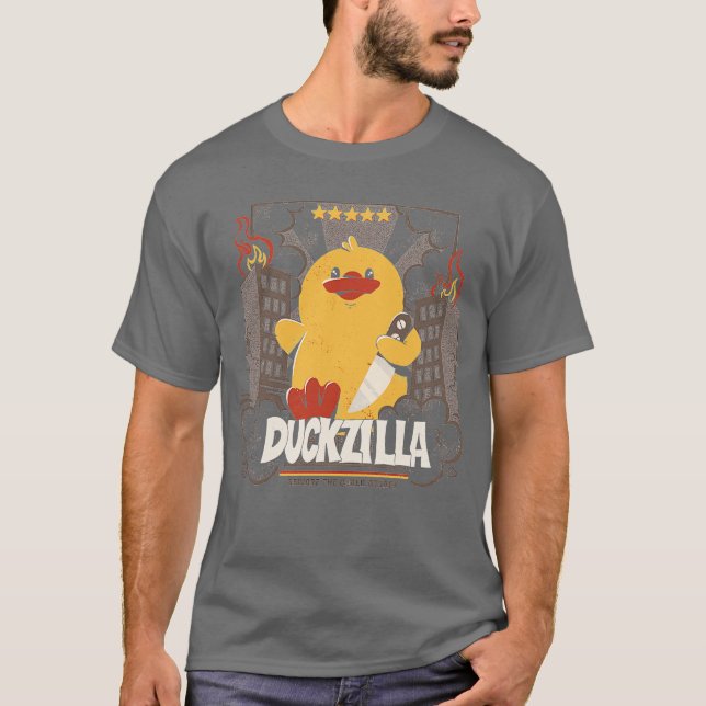 Camiseta Ataque de pato gracioso a Duckzilla por Tobe Fonse (Anverso)