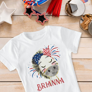 Camiseta Ataque de pelo con bandera cebra y fuegos artifici