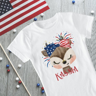 Camiseta Ataque de pelo de la bandera de ciervo y fuegos ar