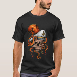 Camiseta Ataque de Pulpo Cráneo Náutico del Capitán