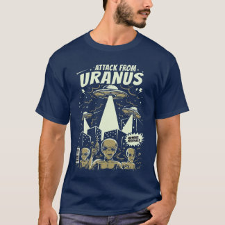 Camiseta Ataque desde Urano Retro Espacio Alien OVNI Cómic